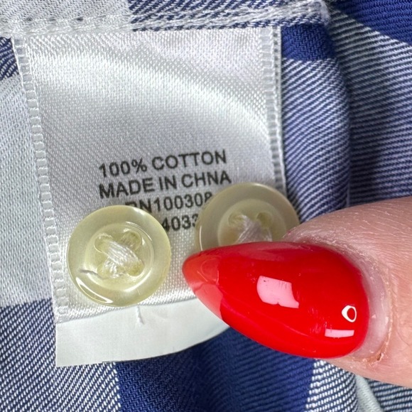 Peter Millar Mens Gingham Button Down Shirt Blue White Size Medium - Picture 6 of 9